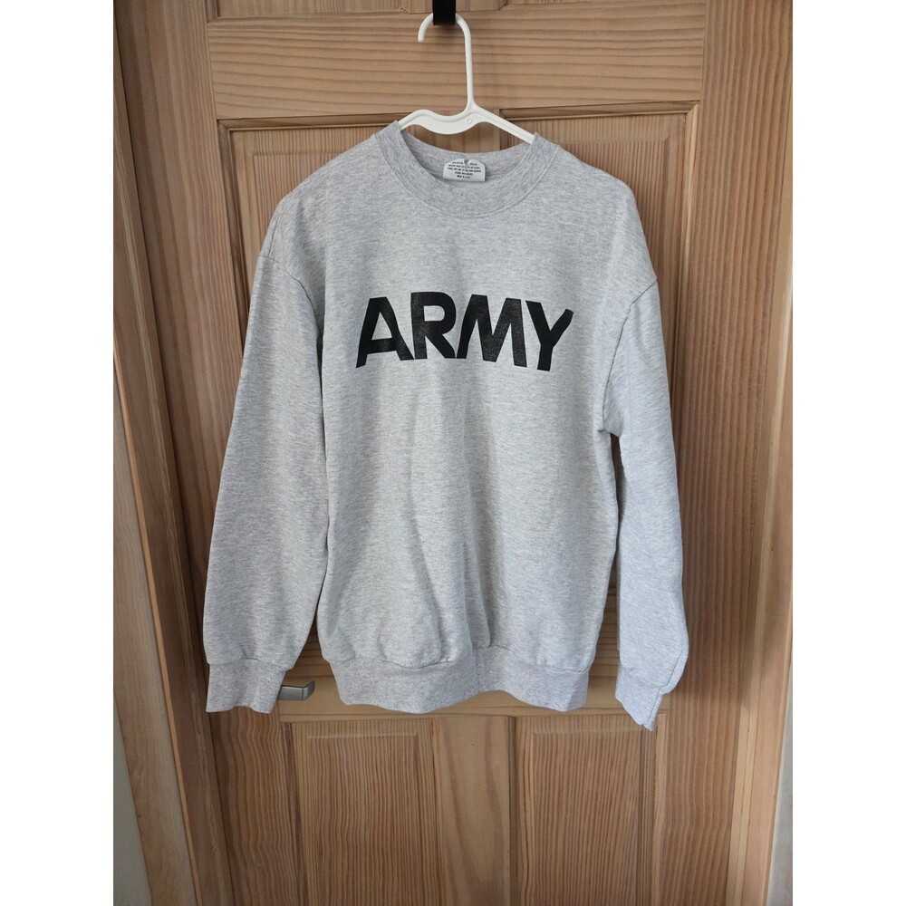 Army Crewneck Grey Fleece Sweatshirt Small